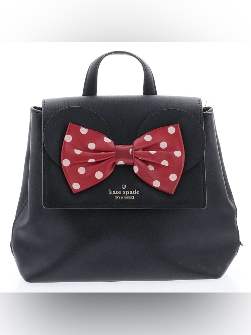 Kate Spade Minnie Mouse Leather Backpack – Black with Red Polka Dot Bow